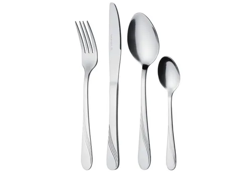 GRÄWE Besteck-Set 24-tlg. für 6 Personen, Serie Stralsund - Elegantes Edelstahl-Besteckset mit konisch verjüngten Stielen und geschwungenem Fadendekor, ideal für Alltag und Festtage.