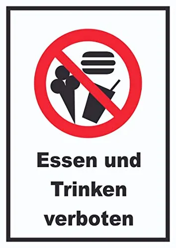 HB-Druck Essen und Trinken verboten Schild A4 Rückseite selbstklebend