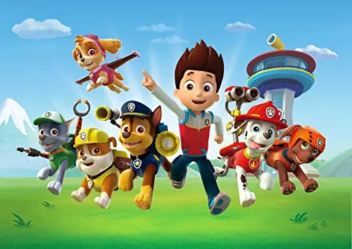 AG Design Paw Patrol eilen zur Hilfe Vlies Fototapete - Tapeten für Kinderzimmer, hochwertige digitale Druckqualität und einfache Installation ohne Blasen für ein kinderfreundliches Ambiente.