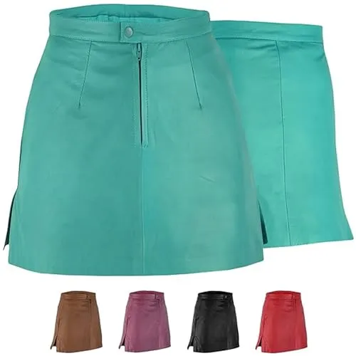 Trendiger Mini Lederrock aus Lammnappa Business Rock Echtleder 40, Grün