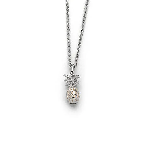 DUR Halskette Ananas aus 925 Sterling Silber - Ketten für Damen, veredelt mit echtem Strandsand und ideal für maritime Erinnerungen an den Sommer.