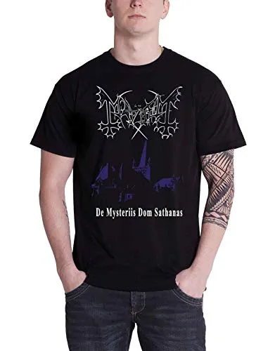 Plastichead Herren Mayhem-De Mysteriis Dom Sathanas T-Shirt, Schwarz, S