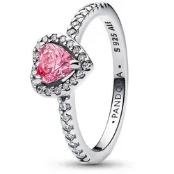 Pandora Ring Elevated Pink Heart 198421C03-58 - Eleganter Silberring aus sterling Silber, Größe 58, mit einem bezaubernden pinken Herzdesign – perfekt für besondere Anlässe oder als Geschenk.