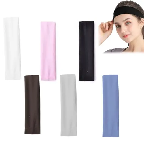 Haarbänder Damen Stirnband Damen Dünn Haarband Beige Schweiß Haarbänder Weiches Elastisch Haarreife Frauen Yoga Workout Fitness Headbands 6er-Pack Schwarz Weiß Kaffee Dunkelgrau Khaki Pink