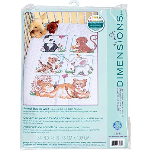 Dimensions Quilt-Set Kreuzstich (inkl. Vorlage, Nadel und Anleitung), Animal Babes, Braun