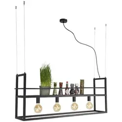 Qazqa - Industrie I Vintage I Industrie I Vintage I Hängelampe I Pendellampe I Pendelleuchte schwarz mit Gestell groß 4-flammig - Cage Rack I Wohnzimmer I Schlafzimmer - Stahl Rechteckig I Länglich -