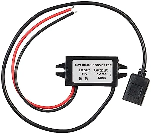 revolt USB Wandler: DC/DC-Spannungswandler für 12/24 V zu 5 V, 3 A, IP67, USB-A-Buchse (DCDC-Wandler, DC-DC-Abwärtswandlermodul, Roller)