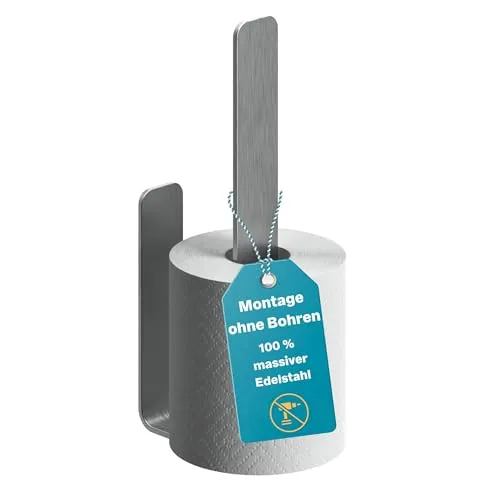 WEISSENSTEIN Toiletten-Ersatzrollenhalter - Silber - Toilettenpapierhalter ohne Bohren, ideal für eine einfache Montage und stilvolle Aufbewahrung in Ihrem Badezimmer.
