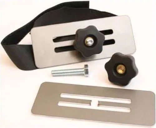 Melia Bakfiets Befestigungsset für Baby Bowl - Blau - Praktisches Montageset für Lastenfahrräder mit Holzbox. Sichert Babyschalen und Kleinkindersitze mit 3-Punkt-Gurt. Universell einsetzbar, rostfreier Stahl, einfache Montage ohne Bohren möglich.