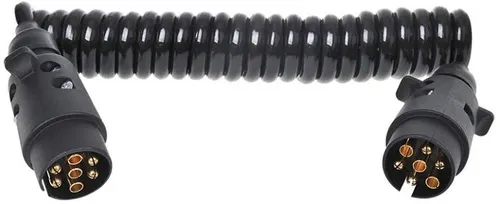 Pro Plus Spiral-Anhängerkabel, 3m mit 2 Steckern 7-polig aus PVC