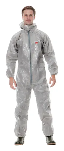 3M Schutzanzug 4570 grau Typ 3/4/5/6 Größe L - Schutzkleidung, bietet ausgezeichneten Schutz gegen chemische und biologische Gefahren, ideal für industrielle Anwendungen.