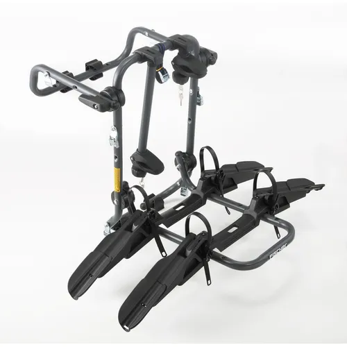FISCHER Heckfahrradträger - für 2 Fahrräder oder 1 E-Bike, vormontiert und platzsparend, sicherer Diebstahlschutz