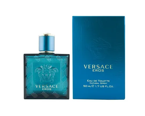 Versace Eros Pour Homme Eau de Toilette 50 ml - Herrenduft mit aromatisch-fougere Noten, vereint Sinnlichkeit und Stärke für unwiderstehliche Anziehungskraft. Ideal für maskuline Männer, die Leidenschaft und Präsenz ausstrahlen.