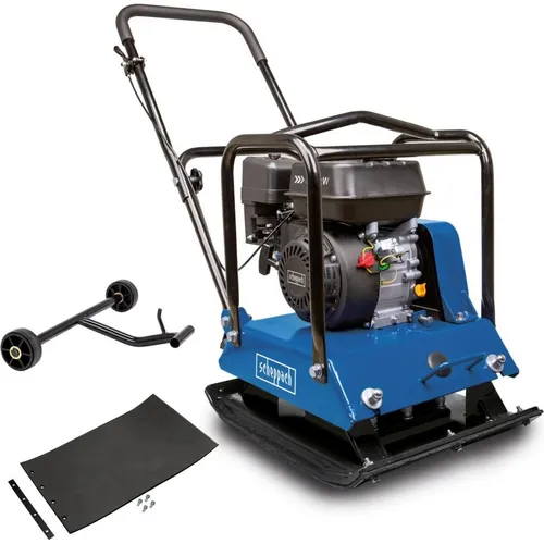 Scheppach HP2200S Rüttelplatte - Baugeräte zur optimalen Bodenverdichtung, ideal für Pflasterwege und Terrassen mit kraftvollem Rüttelmechanismus für perfekte Fixierung von Pflastersteinen.