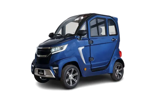 STORMBORN X8 - Elektro Kabinenroller für 25 oder 45 km/h - 4-Rad Elektromobil in dunkelblau metallic, ideal für Stadtfahrten mit bis zu 200 kg Tragkraft und leistungsstarkem 2000 Watt Motor.