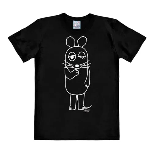 Logoshirt® Die Sendung mit der Maus T-Shirt für Damen & Herren, schwarz, Größe XL - OFFIZIELL LIZENZIERTES T-SHIRT: Stylisches Shirt mit dem Umriss der beliebten TV-Maus, aus 100% hochwertiger Baumwolle für hohen Tragekomfort und Langlebigkeit.