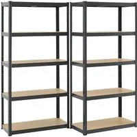 Juskys Schwerlastregal 3er Regalsystem - Schwerlastregale mit 15 flexiblen Ablageflächen, jede bis 175 kg belastbar. Ideal für Werkstätten oder Garagen, mit schützenden Kunststofffüßen gegen Kratzer.