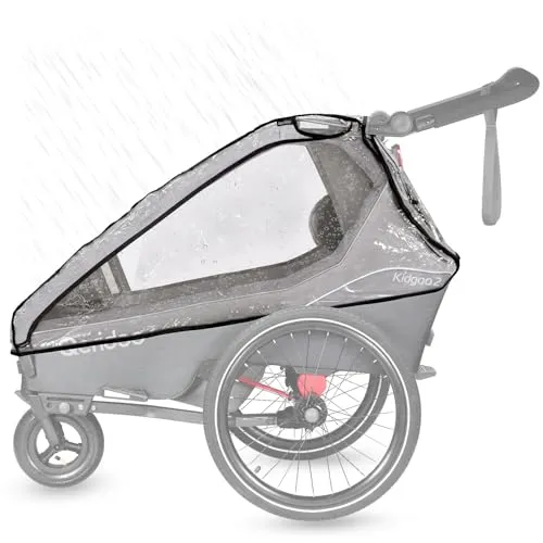 Qeridoo Regenschutz Kidgoo 2 ab 2020 - Fahrradanhänger mit wasserdichtem Regenschutz und Belüftungssystem, ideal für ungemütliches Wetter und optimalen Schutz für Deine Kleinen.
