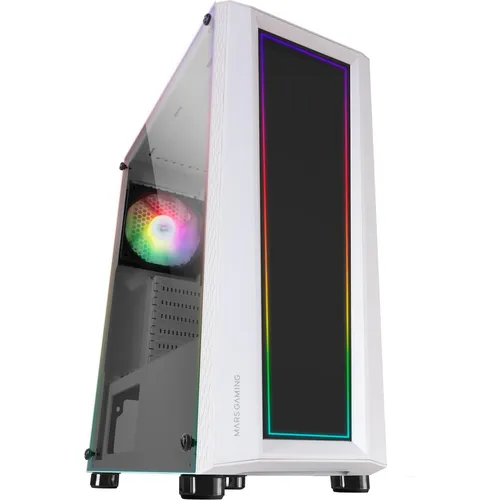 Mars Gaming MC-Art Weiß - Kreatives PC Gaming ATX Gehäuse mit ARGB - Zubehör für PC: Gestalten Sie Ihr Gehäuse individuell mit zeichnbarer Oberfläche und dynamischer 12 Modus ARGB-Beleuchtung für beeindruckende Effekte.