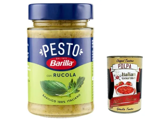 3x Barilla Pesto Basilico e Rucola Glutenfreie Pasta-Sauce 190g+Polpa 400g