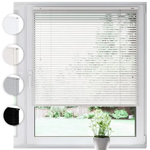 SONELLO Aluminium Jalousie 60cm x 220cm Weiß - Klemmfix ohne Bohren - Jalousien für Fenster und Türen, stufenlos verstellbare Aluminiumlamellen bieten optimalen Sicht-, Blend- und Lichtschutz. Ideal für jeden Raum, einfach zu montieren und kindersicher.