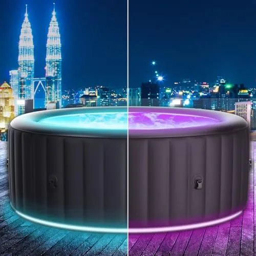 BRAST Whirlpool aufblasbar MSpa Aurora für 6 Personen - Whirlpool für drinnen und draußen mit 138 Massagedüsen, energiesparendem Timer und LED-Beleuchtung in 20 Farben für ein entspannendes Wellness-Erlebnis.