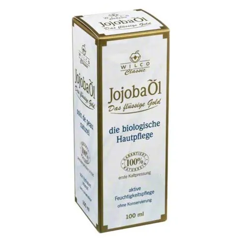 Jojoba 100% Wilco Classic 100 ML - Arzneimittel mit 100% reinem Jojobaöl, ideal zur Regulierung der Feuchtigkeit und für jeden Hauttyp geeignet. Reduziert feine Linien und macht die Haut samtweich.