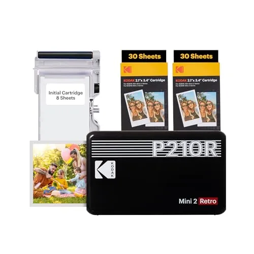KODAK P210 Mini 2 Retro - Mobiler Fotodrucker - Tragbarer Fotodrucker mit 4Pass-Technologie für herausragende Fotoqualität, kompatibel mit iOS & Android, ideal für unterwegs und unvergessliche Erinnerungen.