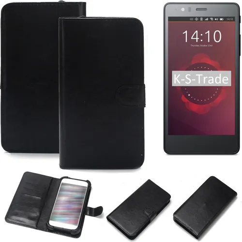 Schutz Hülle für BQ Aquaris E5 HD Ubuntu Edition Wallet Case + Bumper schwarz