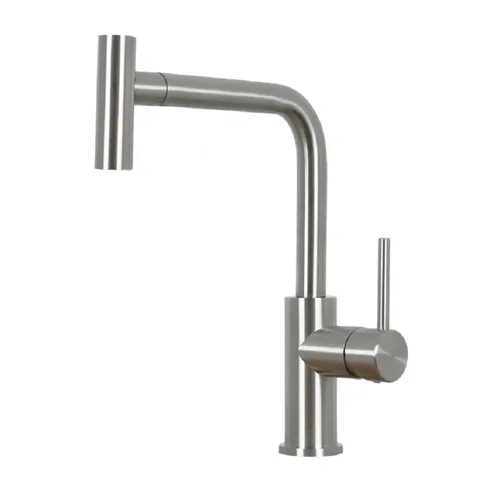 CARESSI Küchenarmatur CA122I U ECO mit L-Auslauf - Moderne Küchenarmatur mit herausziehbarem Auslauf für mehr Flexibilität. Wassersparend und mit Kaltstart ausgestattet. Ideal für die Edelstahl-Optik in Ihrer Küche.