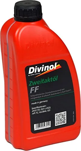 Divinol Zweitaktöl FF 1 Liter - Hochwertiges 2T-Motoröl - 1 Liter halbsynthetisches 2-Takt-Öl für optimale Leistung und Schutz. Ideal für den Einsatz in Kraftfahrzeugen, hergestellt in Deutschland.