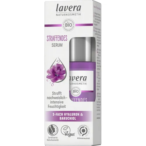 Laverana GmbH & Co. KG Lavera Straffendes Serum mit 3-fach Hyaluron & Bakuchiol 30 ml - Naturkosmetik Serum für straffe Haut, bekämpft Falten mit 3-fach Hyaluron und Bakuchiol, ideal für die natürliche Anti-Aging-Pflege.