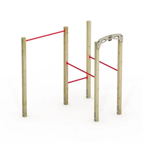 Wickey Fit Base 510 - Outdoor Fitnessgerät für Zuhause - Vielseitiges Outdoor-Fitnessstudio für den Garten: Klimmzugstange, Sprossenwand und mehr für dein individuelles Training. Robustes Design aus europäischem Holz, perfekt für ganzjährige Nutzung!