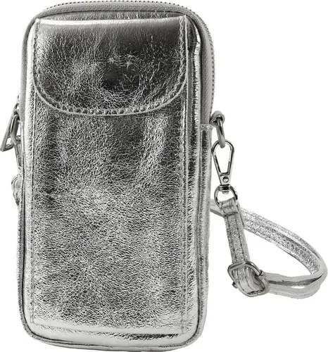 Toscanto Handtasche Toscanto Damen Umhängetasche Handtasche (Handtasche), Damen Leder Umhängetasche, Handtasche, silber ca. 12cm