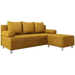 Mirjan24 Schlafsofa, Gelb, Textil, 3-Sitzer, L-Form,Rechteckig, 192x80 cm, Wohnzimmer, Sofas & Couches, Wohnlandschaften, Ecksofas