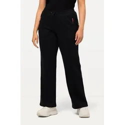 Ulla Popken Damen Jogginghose Reflektierender Streifen Hose, schwarz, 42-44