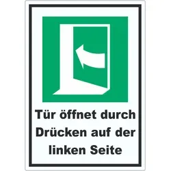 Tür öffnet durch Drücken auf der linken Seite Aufkleber A6 (105x148mm)