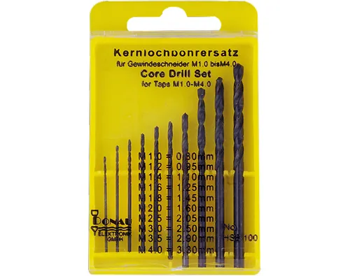Kernlochbohrer-Set, Spiralbohrer M1 - M4, 10-tlg. (HSS100) - NEU+ OVP