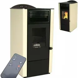 Pelletofen 9,5kW A+ in Elfenbein - Effizient Heizen mit Stil - Kaminöfen: Hochwertiger 9,5 kW Pelletofen mit programmierbarem Thermostat, ECO-Modus und großer 13,5 kg Tankkapazität für effizientes Heizen und hohen Komfort.