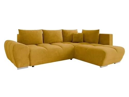 Mirjan24 Ecksofa Fureniz mit Bettkasten, 4 Sitzer L-Form Sofa mit Schlaffunktion, Eckcouch für Wohnzimmer, Couch mit Bettfunktion (Velo 626, Seite: Rechts)