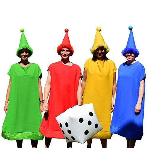 Krause Sohn Unisex Kostüm für Gruppen - 4 Farben-Set mit aufblasbarem Würfel, ideal für lustige Spieleabende und Partys