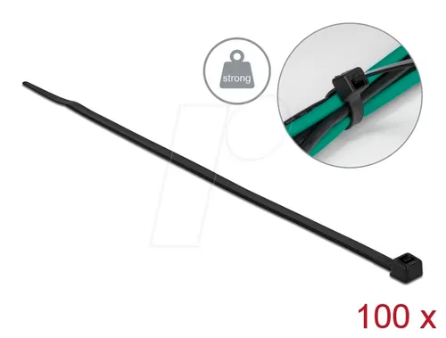 DELOCK 19561 - Kabelbinder hohe Zugfestigkeit L 300 x B 4,8 mm schwarz 100 Stk