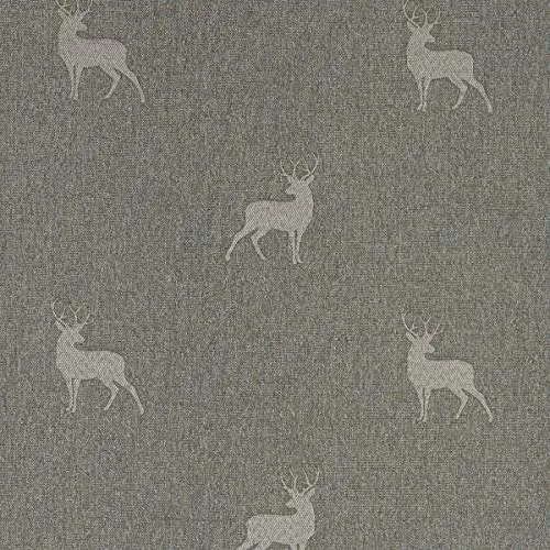 SCHÖNER LEBEN. Dekostoff Landhausstoff Wendestoff Hirsche beige braun türkis 1,40m