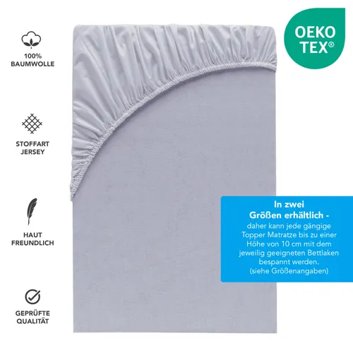 Topper Spannbettlaken 100% Baumwolle Spannbetttuch verschiedene Größen & Farben