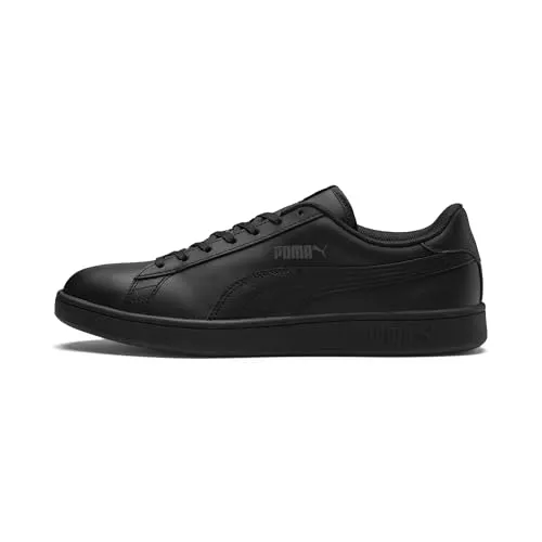 PUMA Unisex Puma Smash v2 L Low-Top - Zeitloser Sneaker in Puma Black, 44 EU - Damen-Sneaker aus weichem Leder mit weiterentwickelter Laufsohle für optimalen Komfort und ein klares, zeitloses Design.