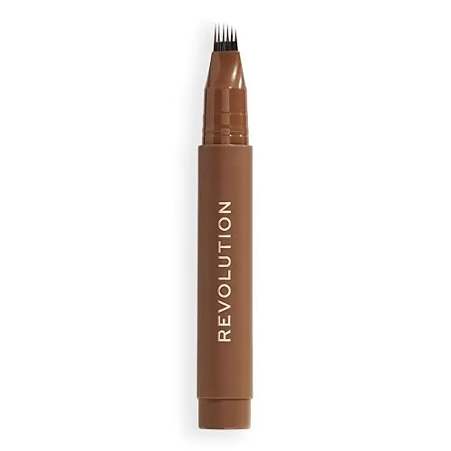 Revolution Instant Brow Hair Pen, Warmes Braun - Brauenstifte & -puder, für vollere, definierte Augenbrauen mit haarähnlichen Strichen und langanhaltender Formel ohne Verwischen – tierversuchsfrei und vegan.