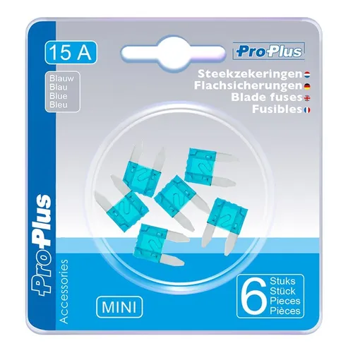 Flachsicherungen Mini 15A blau 6 Stück im Blister