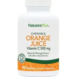 Natures Plus Orange Juice 500 mg mit Vitamin C - 90 Tabletten - Nahrungsergänzungsmittel mit 500 mg Vitamin C pro Lutschtablette, unterstützt das Immunsystem und fördert die Kollagenbildung für gesunde Haut und Knochen.