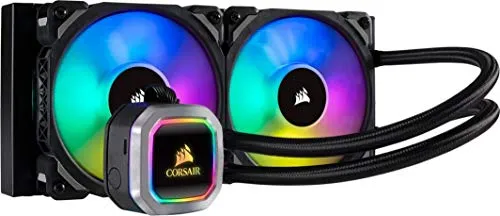 Corsair Hydro 100i RGB Platinum SE, Hydro-Serie, 240-mm-Kühler (zwei LL120-RGB-PWM-Lüfter, erweiterte RGB-Beleuchtung und Lüftersteuerung mit Software) Flüssiger CPU-Kühler - Weiß