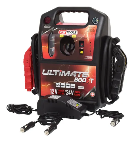 KS Tools 12 V + 24 V Batterie-Booster, Mobiles Starthilfegerät 1700 A - Starthilfegeräte für Autobatterien, ideal für PKW und Transporter mit integriertem Elektronikschutz und akustischem Warnsignal bei Polaritätsverwechslung.